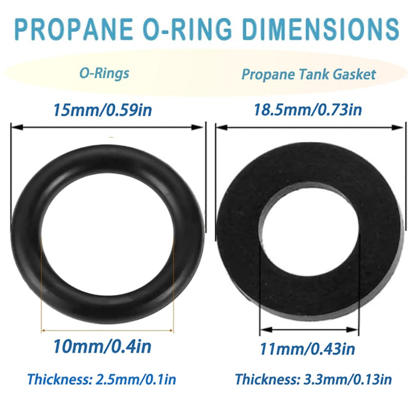 VkerQerd 30Pcs Propane Tank Gasket & O-Rings with 1Roll PTFE Thread Seal Tapes, 0.59in Propane O-Ring Adapter & 0.73 Inch Propane Pipe Hose Seal Rings Gasket for Propane Tank Cylinder POL Connector - NewNest Australia