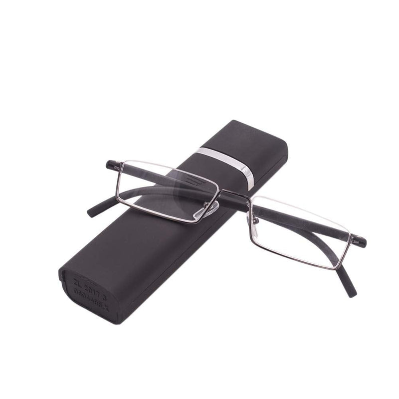 KoKoBin Pack of 2 reading glasses with ultra-light TR90 frame reading aid half glasses made of metal frame with half frame visual aid with glasses case for men and women +1.5 black, blue +1.5 diopters (pack of 2) - NewNest Australia