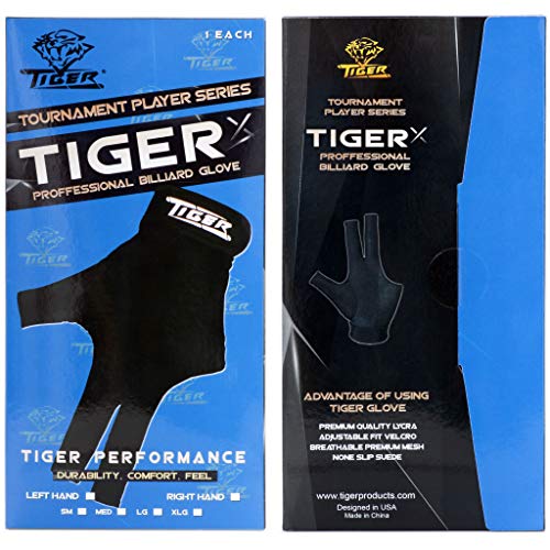 Tiger-X Billiard Glove - Black - for Left Hand by Tiger Products Medium - NewNest Australia