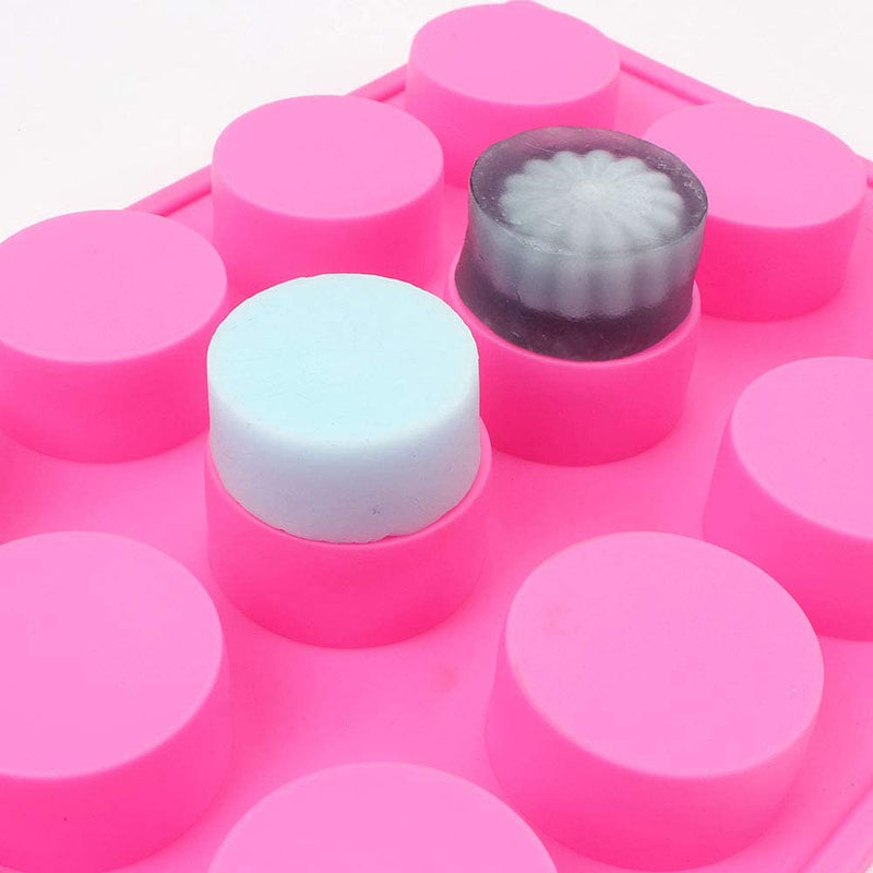 BAKER DEPOT 15 Holes Cylinder Silicone Mold For Handmade soap Chocolate jelly Pudding DIY Resin Mould Hole Dia: 1.5 inch Vol: 20ml Set of 2 - NewNest Australia