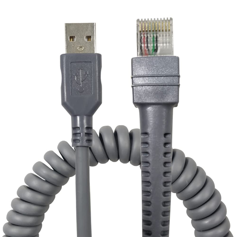 LS2208-SR LS3408 LS1203 LS4208 DS3408-HD USB to RJ45 USB Cable for Symbol Zebra Barcode Scanner (3M / 9FT Coiled USB Port) 3M / 9FT Coiled USB Port - NewNest Australia