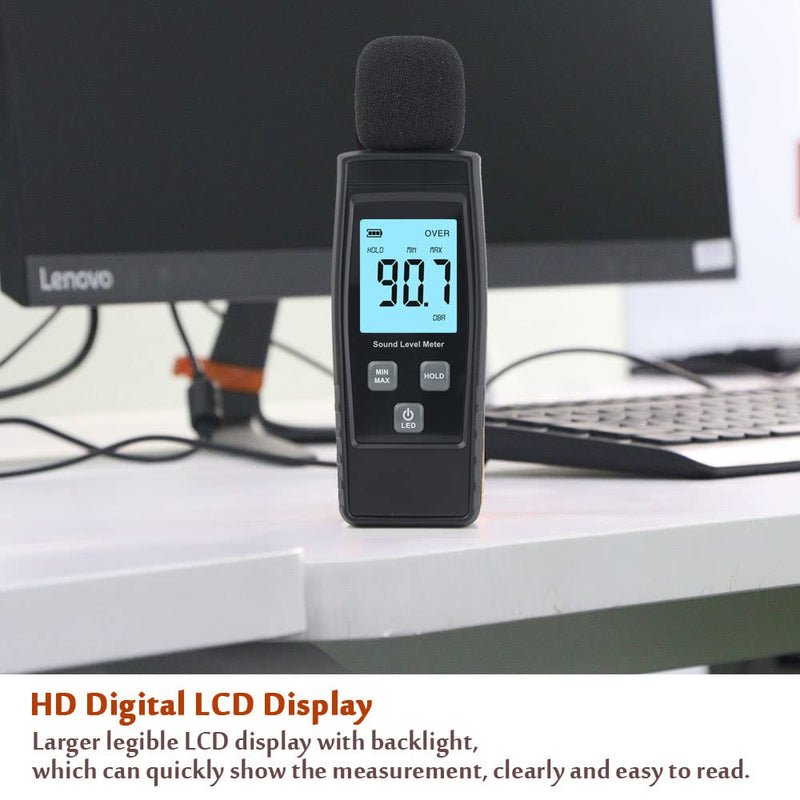 Hand-Held Sound Level Meter,V-Resourcing 30~130 dB Decibel Noise Measurement Tester with Backlight Digital LCD Display for Indoor/Outdoor Uses [Max/Min/Hold Function] Black - NewNest Australia