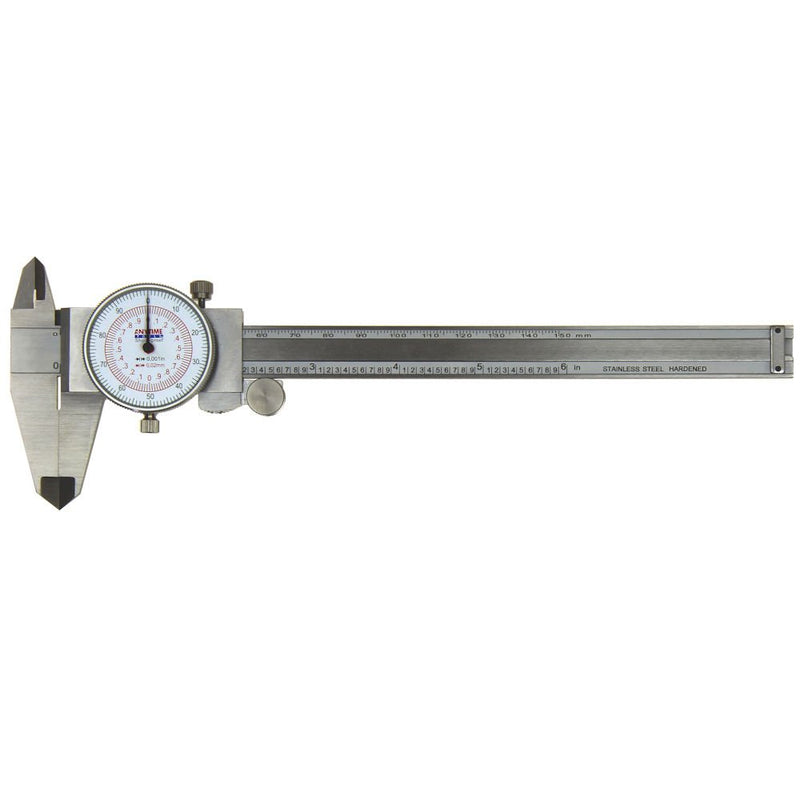 Anytime Tools Dial Caliper 6" / 150mm DUAL Reading Scale METRIC SAE Standard INCH MM - NewNest Australia