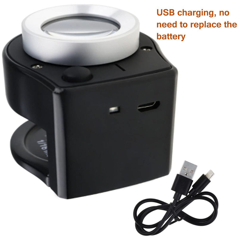 30X Loupe Magnifier with 6 LED Lights, Rechargeable Portable Desktop Metal Jewelers Loupe, Magnifying Glass with Purple Light and White Light Jewelry Tool for Coins, Jewelry, Currency, and Stamps - NewNest Australia