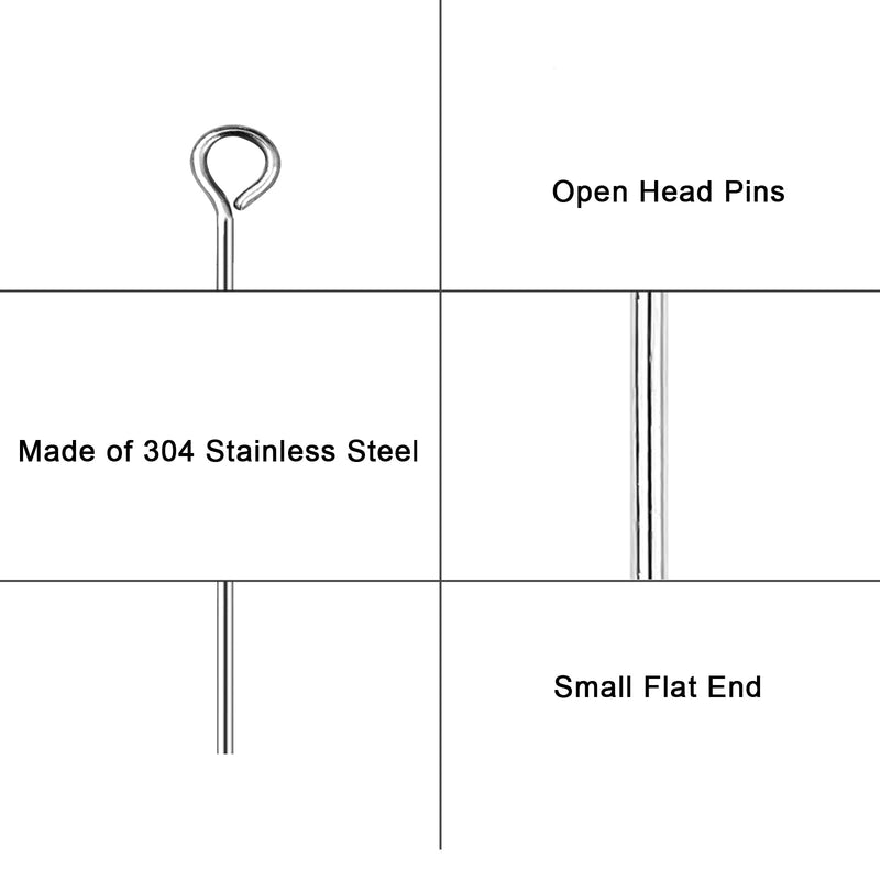 DADIFEN 304 Stainless-Steel Eye Pins for Jewelry Making Silver Head Pins 24 Gauge 0.6x15mm 800pcs/Box Open Eye Pins for DIY Making Earring Necklace Bracelets Dangle Charm Jewelry Findings Eyepins - NewNest Australia