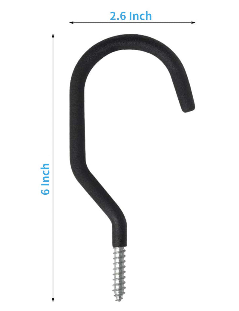SMARTOLOGY 8 Pack Bike Hanger Storage Hook Rack, Rubber Coated Heavy Duty Large Screw in Ceiling Hooks for Garage Wall and Ceiling Bicycle Storage, Utility Tool Hanger (Black) Black - NewNest Australia