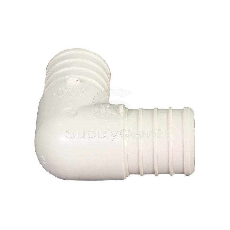 Supply Giant QQMO0012-5 Plastic PEX Poly Alloy 90 Degree Elbow Barb Pipe Fitting, 1/2'', White, 5 Pack - NewNest Australia