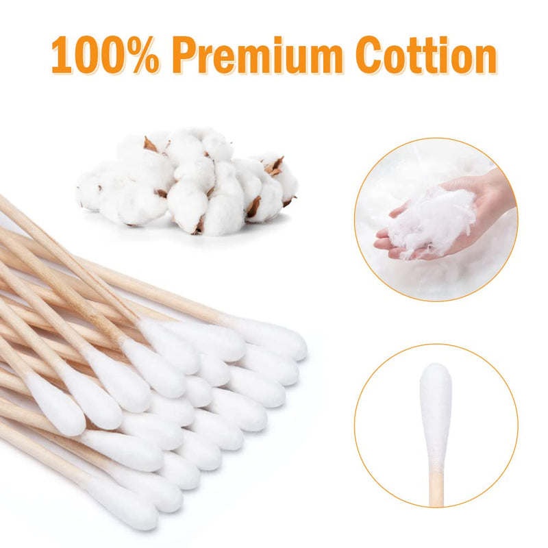 Ungfu Mall 200Pcs Long Wood Handle Cotton Swab Applicator Medical Swabs EAR CLEANING Cosmetic Tool makeup removal wound care Cotton Buds Sanitary Round Cotton Tip Swab Bud - NewNest Australia