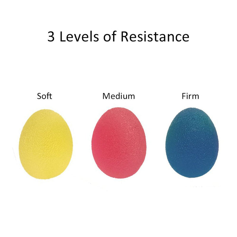 Pack of 3 Hand Strengthening Stress Relief Therapy Balls - Eleoption Reusable Friendly Hand Finger/Grip/Strengthen/Therapy Stress Egg Balls Soft & Medium & Firm, Resistance Exercise Squeeze Eggs - NewNest Australia