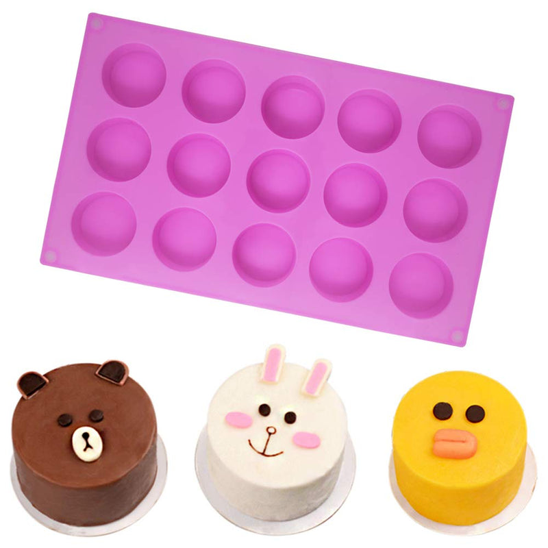 NewNest Australia - SENHAI 3 Pcs 15 Holes Cylinder Silicone Molds for Making Chocolate Candy Soap Muffin Cupcake Brownie Cake Pudding Baking Cookie - Purple Blue Pink 