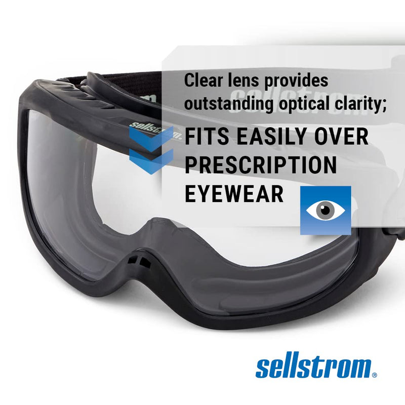 Sellstrom Safety Goggles, Wildland Fire OTG Eye Protection, Anti Fog, Scratch Resistant, Protective Eye Shield for Men and Women with Clear Lens, Adjustable Strap, Black Frame, S80225 - NewNest Australia