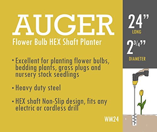 Willard & May Flower Bulb HEX Shaft Drill Planter, Non-Slip – 2.75 by 24 inch - Bulb & Bedding Plant Auger - NewNest Australia