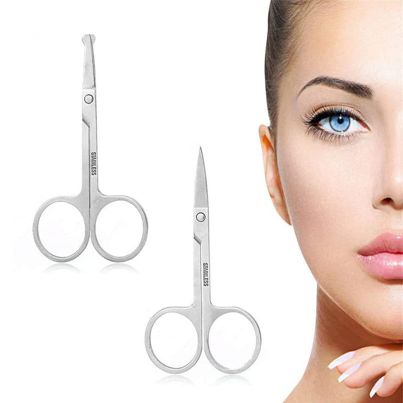 3 Packs Stainless Steel Curved Eyebrow Scissors And Nose Hair Scissors Set, Makeup Scissors For Trimming Facial Hair For Nails, Eyebrows, Beard Scissors, Nose And Ear Hair - NewNest Australia