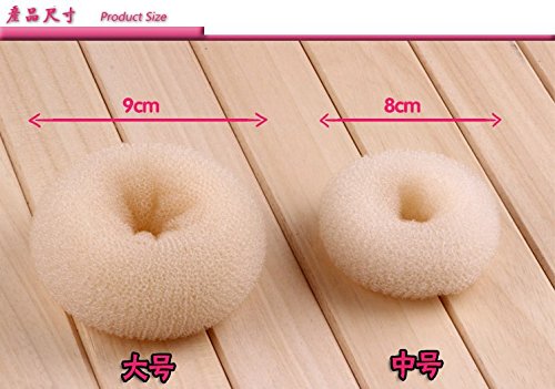 CareforYou® Children Kids Girls Ballet Dance Hair Bun Donut Ring Shaper Hair Styler Maker Doughnut Former Sponge PACK OF 2 SIZES Small & Medium (Beige) Beige - NewNest Australia