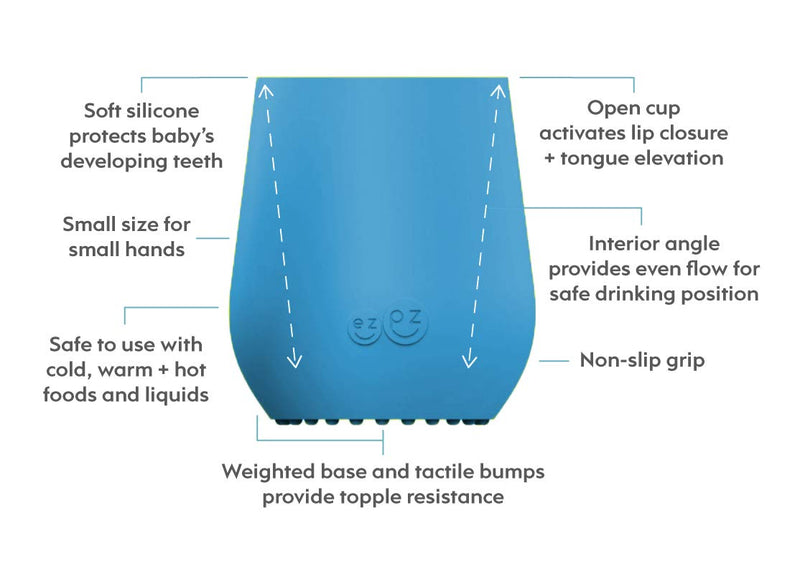 ezpz Tiny Cup (Blue) - 100% Silicone Training Cup for Infants - Designed by a Pediatric Feeding Specialist - 4 months+ Blue - NewNest Australia