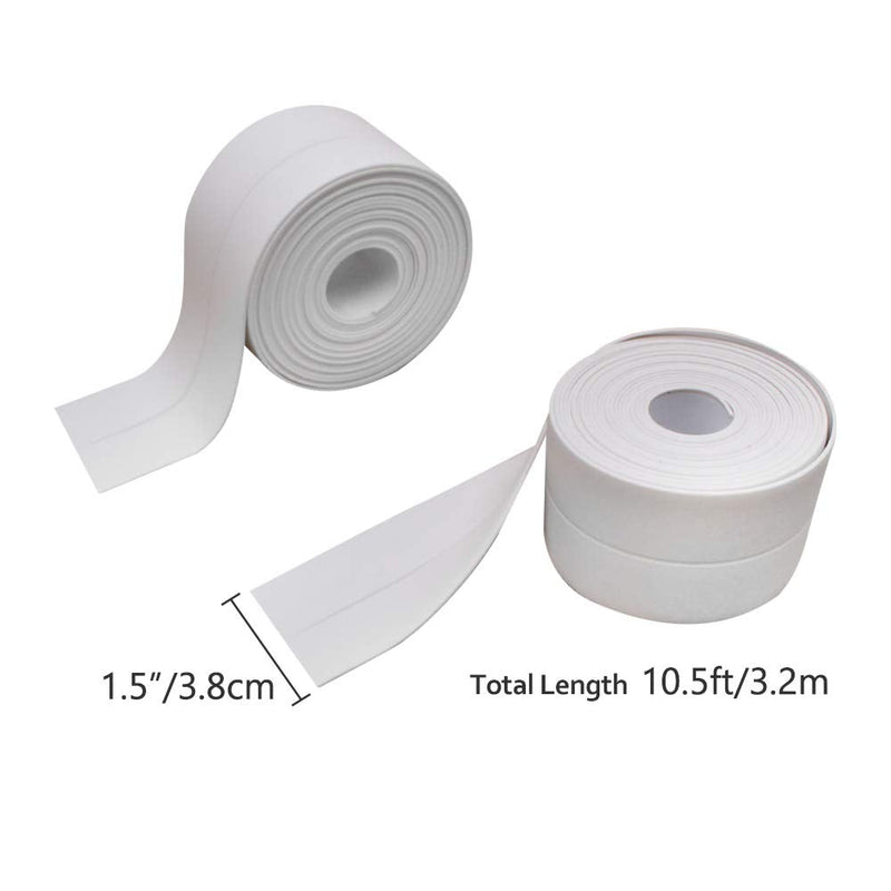 SNAILGARDEN 2 Roll White Caulk Strip, 1.5" x 10.5Ft Self Adhesive Caulk Tape with 2 Pcs Caulking Tool, Waterproof Caulking Sealing Tape for Kitchen Toilet Bathroom Bathtub Sink Basin Edge Protector - NewNest Australia