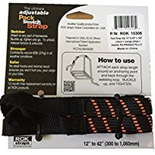 ROK Straps ROK-10306 Black/Orange 12" - 42" Pack Adjustable Stretch Strap 1 - NewNest Australia