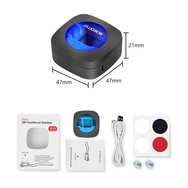 OOCOME Portable Deep UV Toothbrush Sanitizer Case Toothbrush Sanitizer Holder Organizer Case Toothbrush Cleaner Holder with Sticker free Punching for Travel and Family Use (Black) Black - NewNest Australia