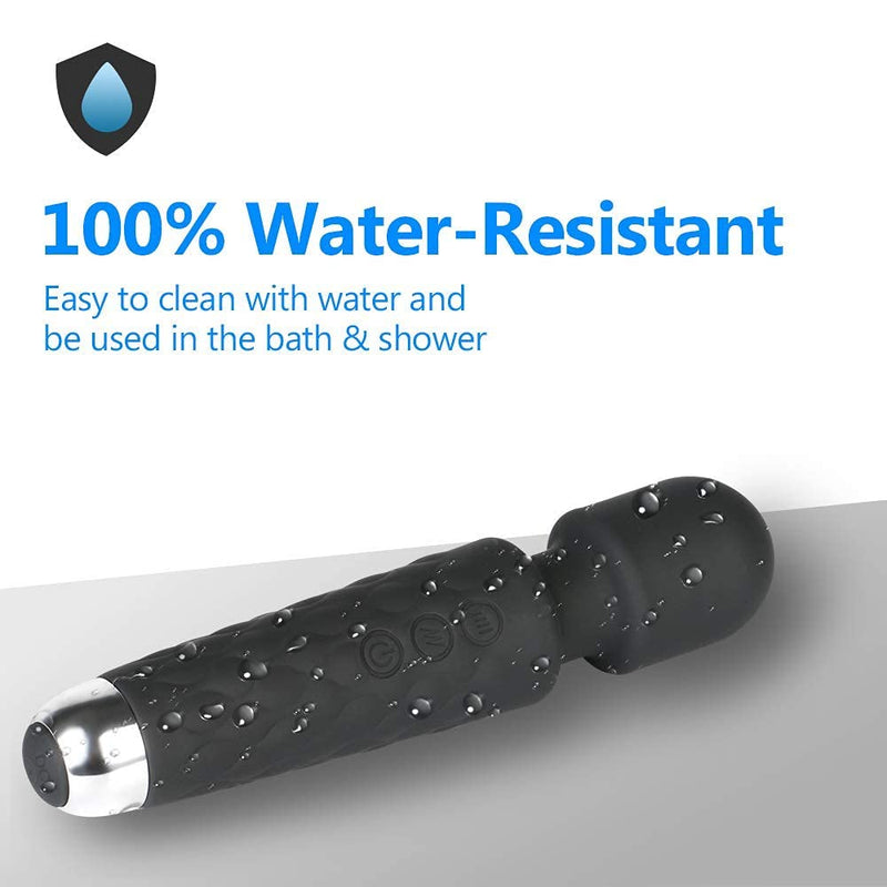 Tokomes Wand Massager, Handheld Wireless Waterproof Massager USB Rechargeable with 8 Powerful Speeds 20 Modes Vibration ,Mini Power Personal Frequency Massage for Muscle Aches & Sports Recovery Black - NewNest Australia