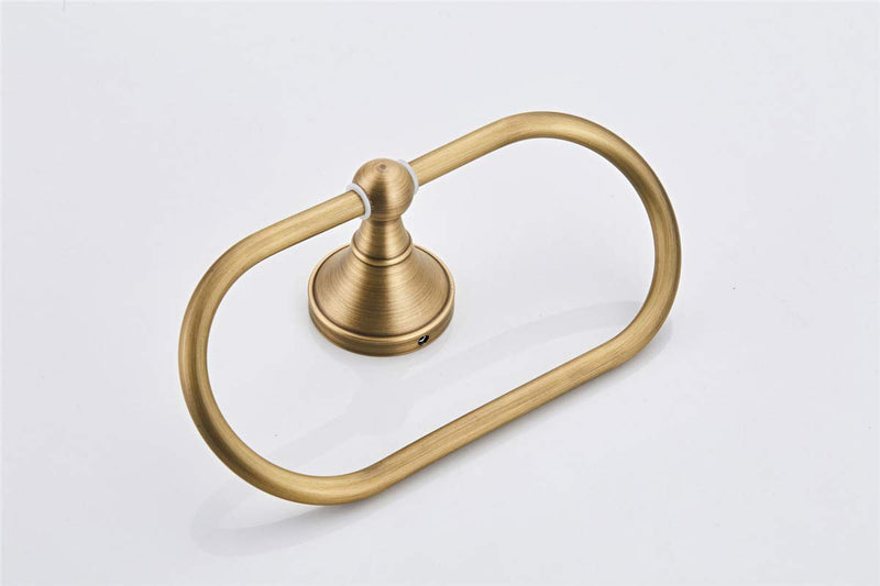 Flybath Oval Towel Ring Antique Brass Hanger Hand Towel Holder for Bathroom Kitchen Accessories Wall Mounted, Brushed Bronze Brushed Bronze (Antique Brass) - NewNest Australia