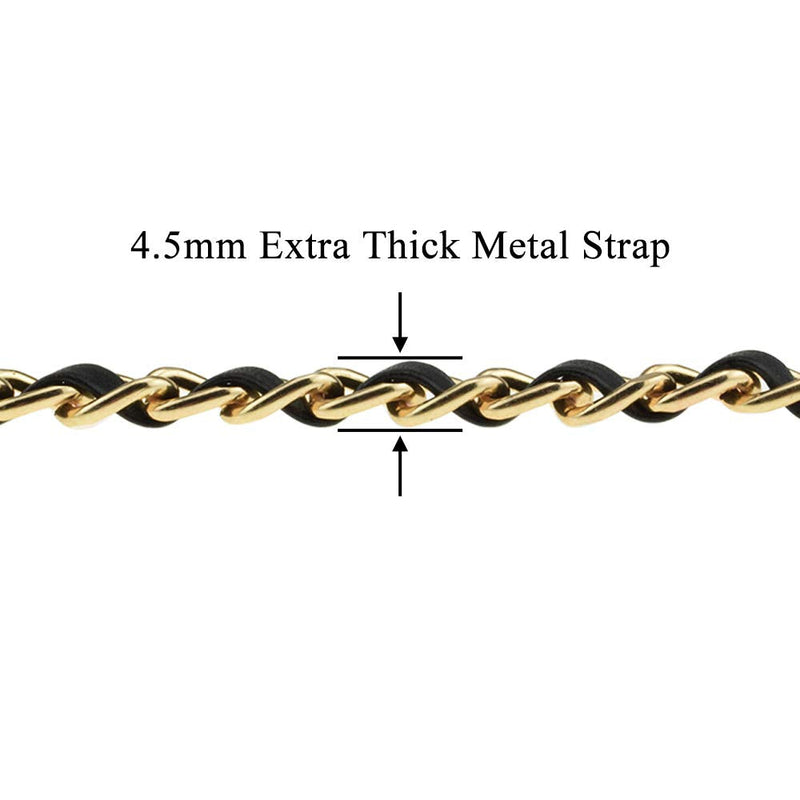 HAHIYO Mini Purse Chain Strap Slim Wide 8mm for LV Length 23.6 inches Extra Thick 4.5mm Black Leather Gold Hardware for Shoulder Cross Body Sling Handbag Wallet Comfortable Flat Metal Strap 1 Pack Black Leather Gold Hardware-23.6 Inches - NewNest Australia