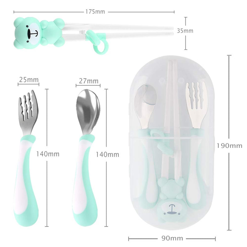 Training Helper Chopsticks Stainless Steel Spoon, Fork and Case Set for Children Kids Chopsticks set - NewNest Australia