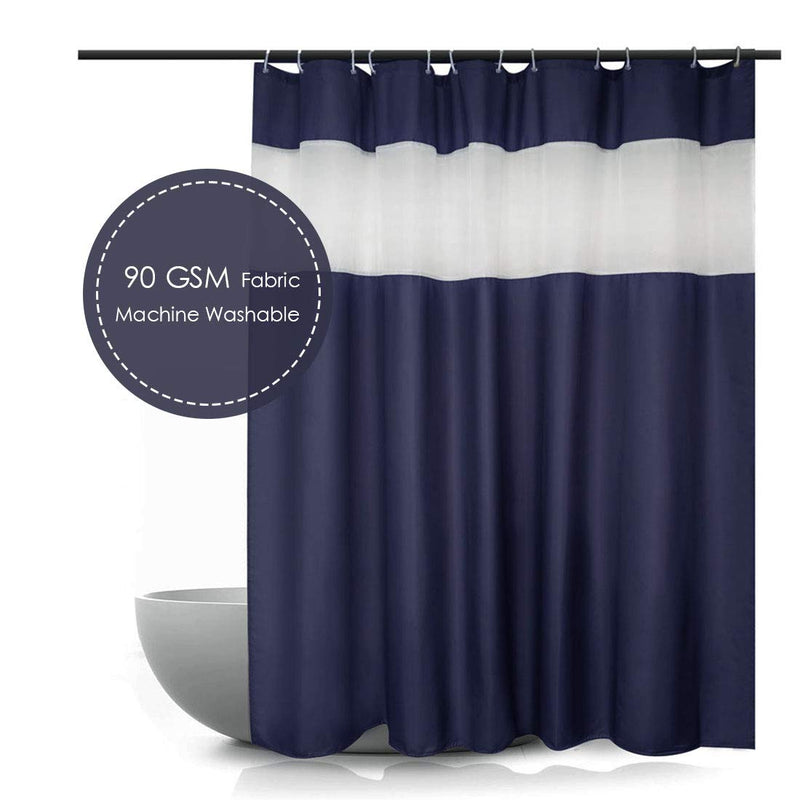 Ebecede Fabric Shower Curtain or Liner 72 x 84 , Modern Simple Style Extra Long Bathroom Curtain for Home, Spa Hotel Quality, Machine Washable, Navy Blue 72Wx84L - NewNest Australia