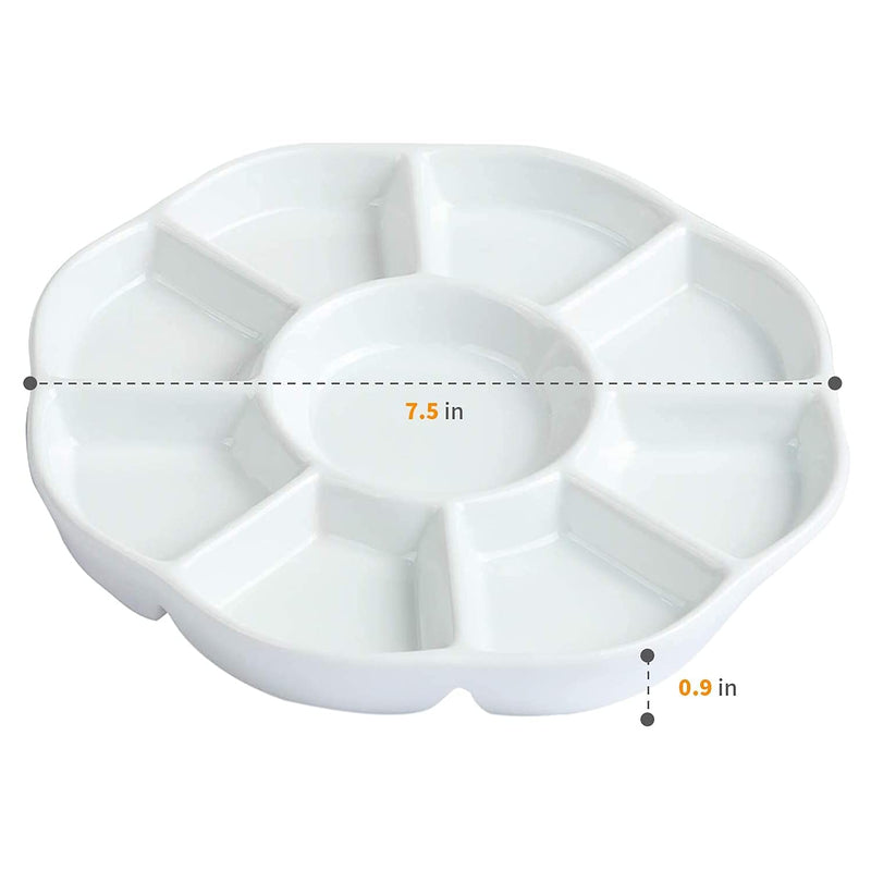 MEEDEN 9-Well Studio Porcelain Paint Palette Tray,Artist Mixing Colour Tray by 7-7/8 Inches for Watercolor Gouache Painting,Round,White - NewNest Australia
