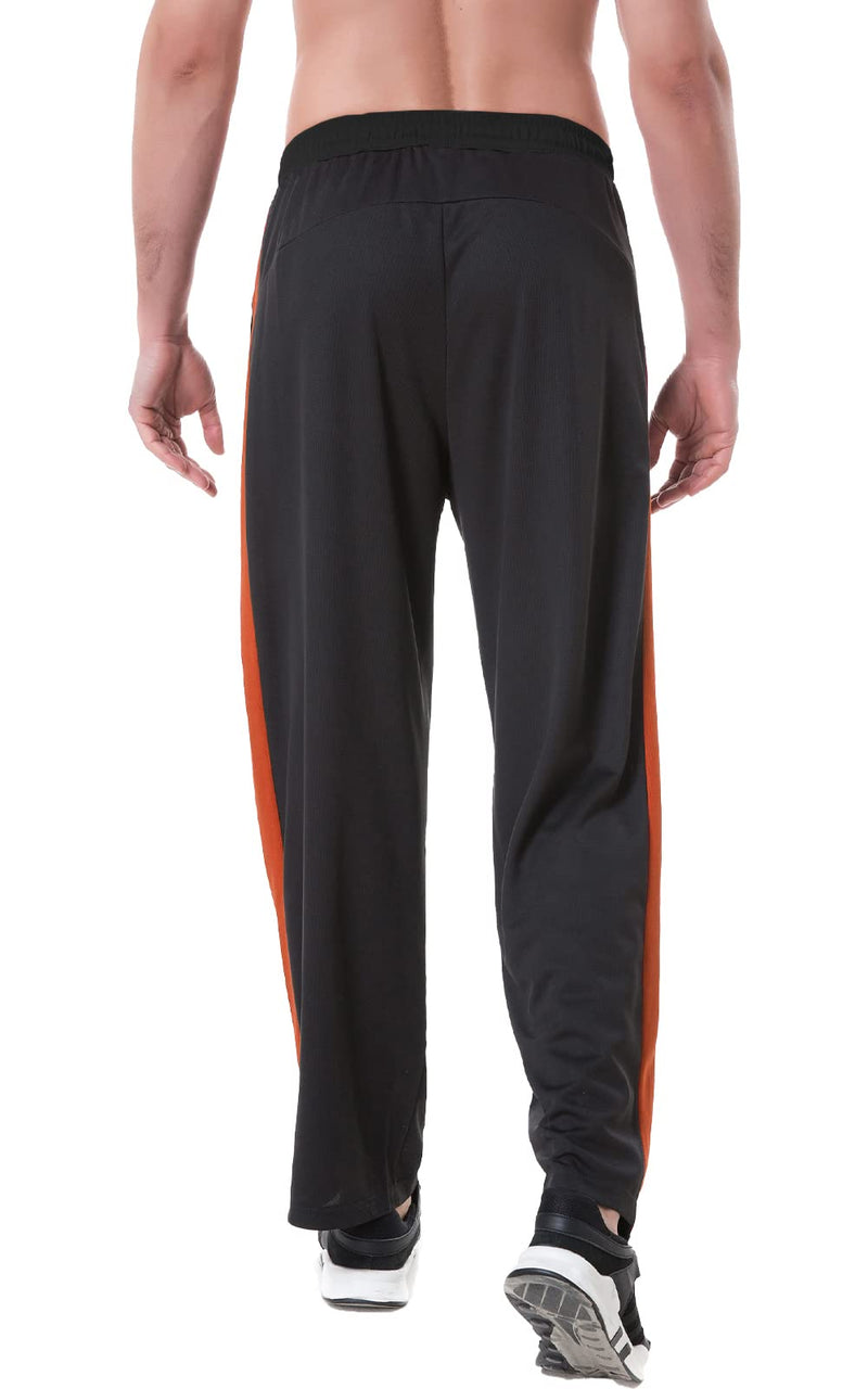 Men's Sweatpants Casual Drawstring Track Pants with Zipper Pockets Lightweight Open Bottom for Jogging Running Training K-black Orange XX-Large - NewNest Australia