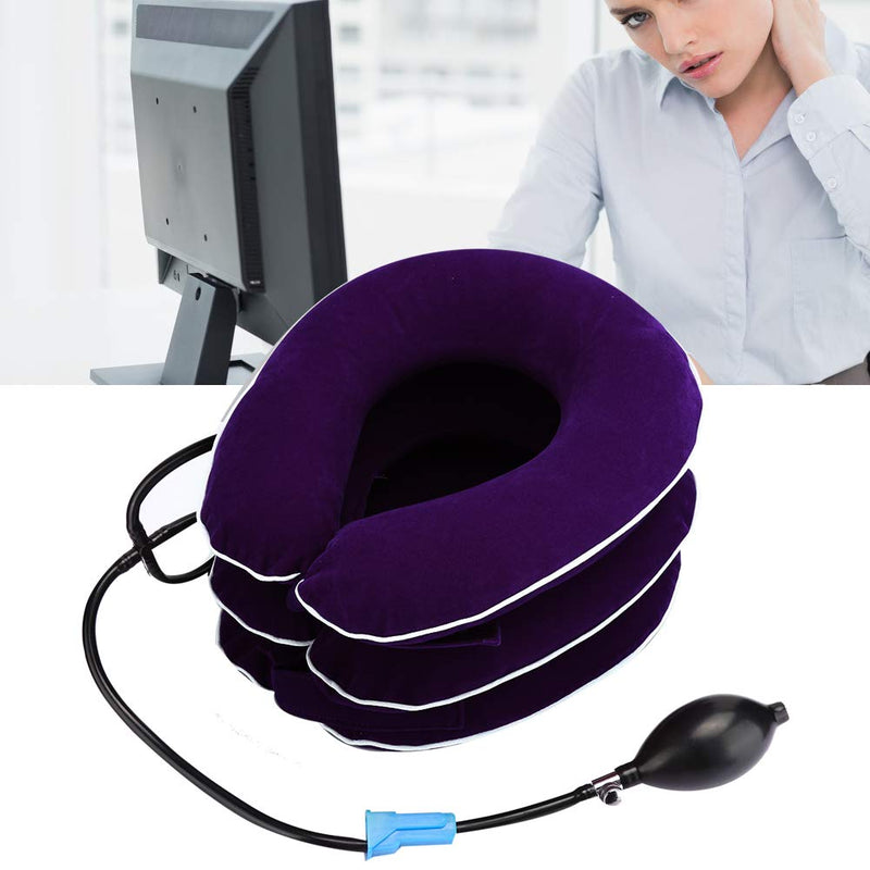 Cervical Neck Traction Device Neck Stretcher Inflatable Cervical Collar Neck Support Brace with Inflating Pump for Neck Pain Relief(Purple) Purple - NewNest Australia