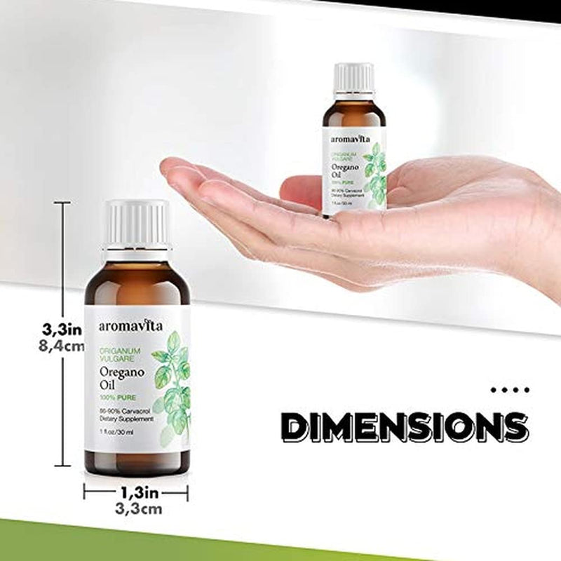 Aromavita Essential Oil of Oregano - 100% Pure Undiluted, Non GMO, Extra Strength Organic Greek Oregano Oil - Over 86% Carvacrol Oregano Extract Liquid Nutritional Supplement (1 FL.OZ/30ML) 1 Fl Oz (Pack of 1) - NewNest Australia