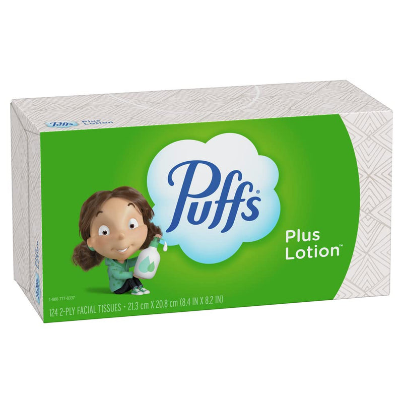 Puffs Plus Lotion Facial Tissues, 1 Family Box, 124 Tissues per Box - NewNest Australia