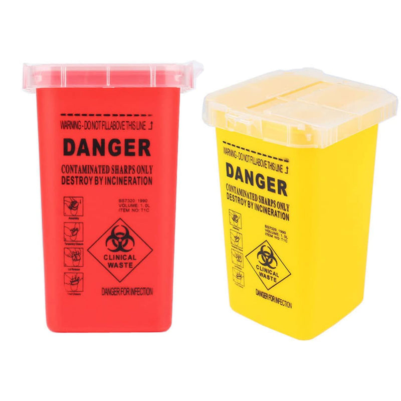 Healifty Box Of 4 Medical Yellow Household Waste And Syringe Cans Daily For Outdoor Use Dermaplane Supplies Test Basket Designed Equipment Sharp Container Size Lid - NewNest Australia