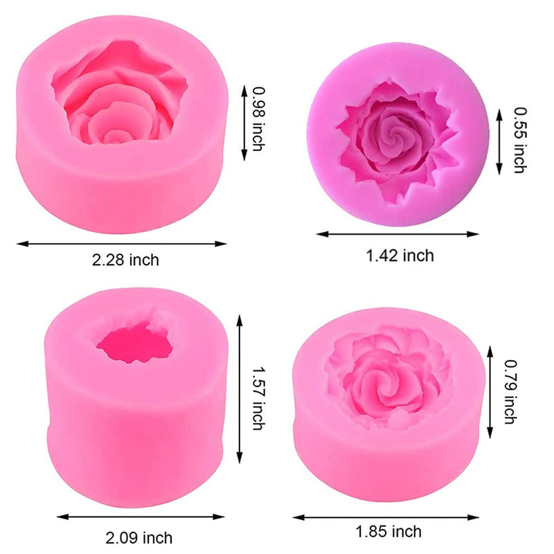 MEMOVAN 4pcs 3D Flower Silicone Soap Mold 3D Rose Flower Silicone Fondant Mold Bloom Rose Shape Resin Candle Mold for Cake Decoration Chocolate Handmade Soap Candy Making Clay Lotion Bar Wax DIY Craft - NewNest Australia