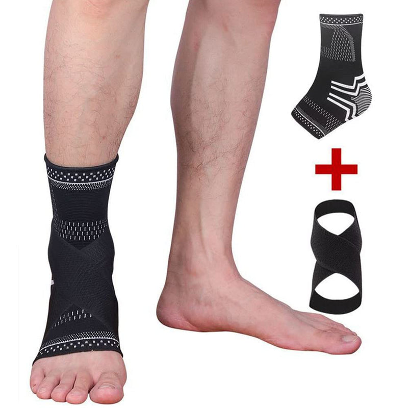 MILAIUN Ankle Brace, 1 Pair Ankle Brace with Velcro Fastener for Women Men, Foot Brace Ankle Support for Sports Protect, Arthritis, Plantar Fasciitis (L, Black) L - NewNest Australia