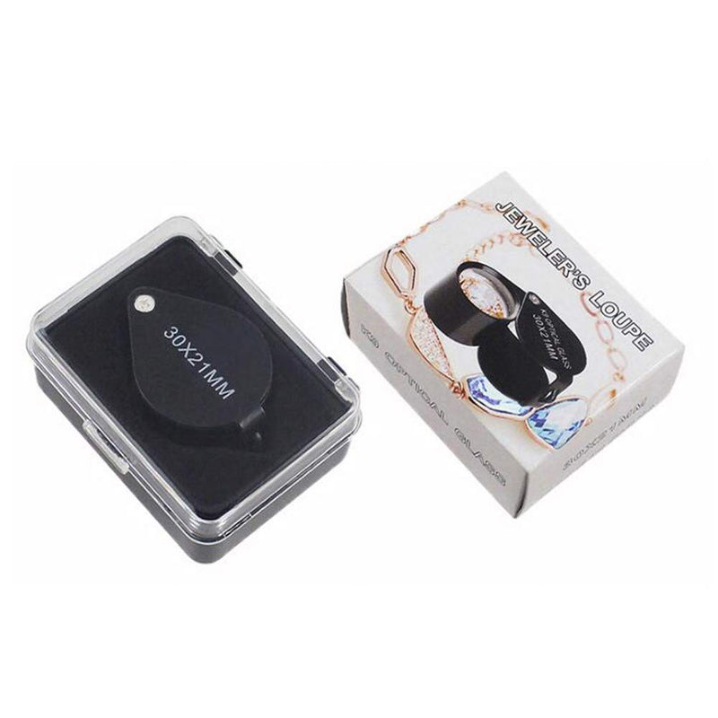 iKKEGOL Pocket Jewelry Loupe 30x 21mm Foldable Magnifying Jewelers Eye Glass Magnifier, Metal Body Black with Box - NewNest Australia