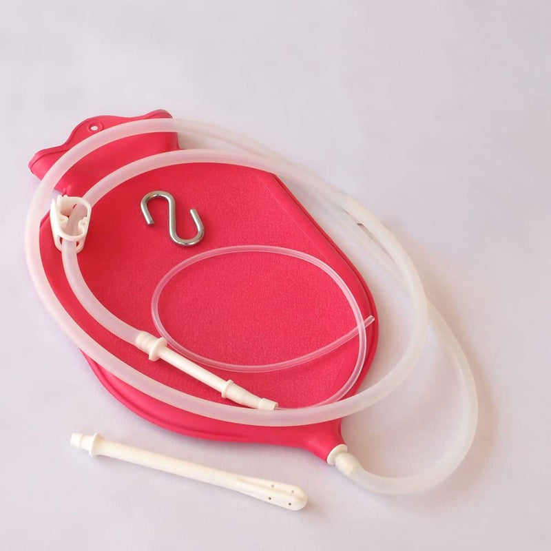 The HealthAndYoga(TM) NaturoFlo Enema Bag Kit - Open Fountain top (2 Quart) - Silicone Tubing and Strong Metal Suspension - Hygienic Sterile Enema Sheet - Privacy Carry and Storage Bag by SoulGenie - NewNest Australia