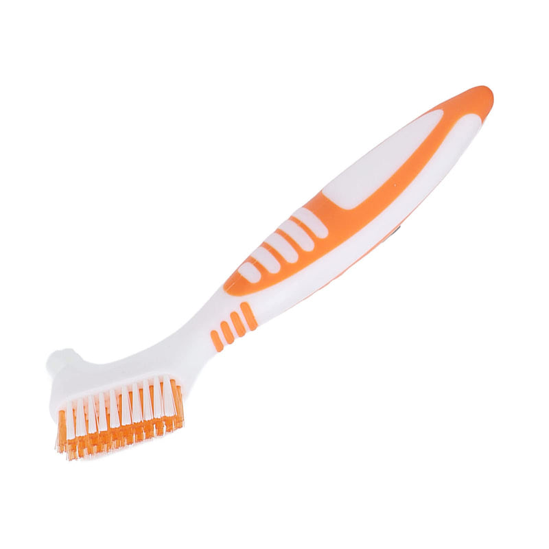 Denture cleaning brush, safe plaque removal Denture toothbrush orange Robust double head for partial dentures - NewNest Australia