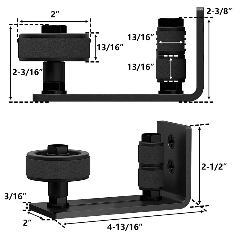 skysen Barn Door Floor Guide Wall Mount Stay Roller,8 Setup Options, Flush Bottom,Black Powder Coated,Felt Strip, Countersunk Holes for Barn Door(706) - NewNest Australia