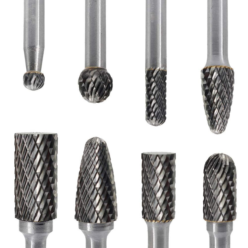 Carbide Burrs Set JESTUOUS 1/4 Inch Shank Diameter Double Cut Edge Rotary File Metal Grinding Polishing Carving Tool Drill Bits for Die Grinder Kits,8pcs - NewNest Australia