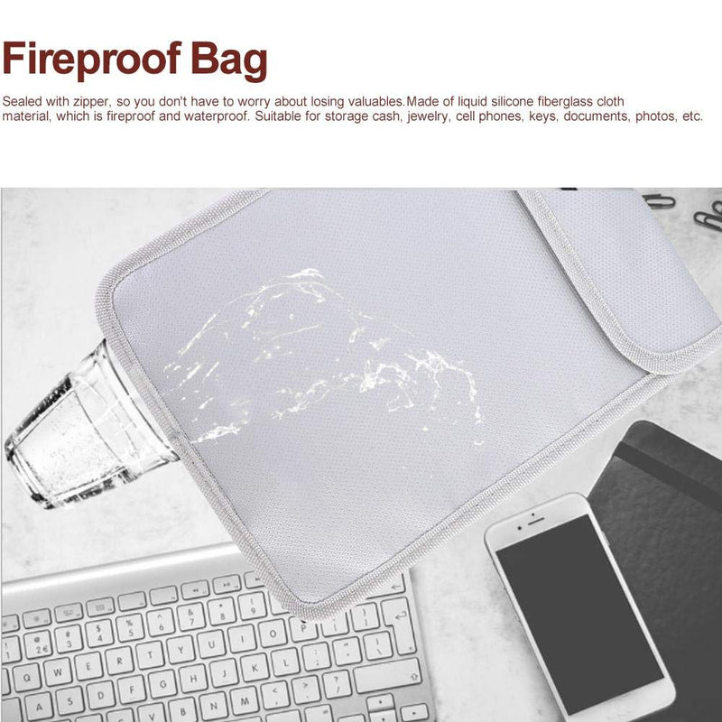 Fireproof Document Bags, 6.9"x10.6" Waterproof and Fireproof Money Bag Fireproof Safe Storage Pouch with Zipper Document Holder File Storage Bag Envelope Pouch - NewNest Australia