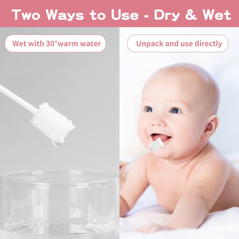 [60-Pack] Baby Tongue Cleaner, Baby Toothbrush, Disposable Baby Mouth Cleaner, Soft Gauze Toohthbrush Newborn Oral Cleaning Stick Dental Care for 0-36 Month Baby - NewNest Australia