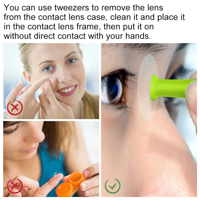 Contact Lens Tweezers, Contact Lens Aid For Inserting, Contact Lens Suction Cup, Silicone Contact Lens Remover, Pack Of 2 Contact Lens Insert Remover With Storage Case (Green) - NewNest Australia