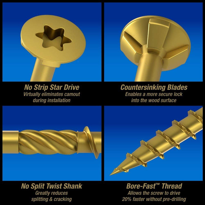 Power Pro 48604 Wood Screws, #10 x 4", Premium Outdoor Deck Screws, Rust Resistant, Epoxy Coated Bronze, 1lb Box, 52 pcs - NewNest Australia