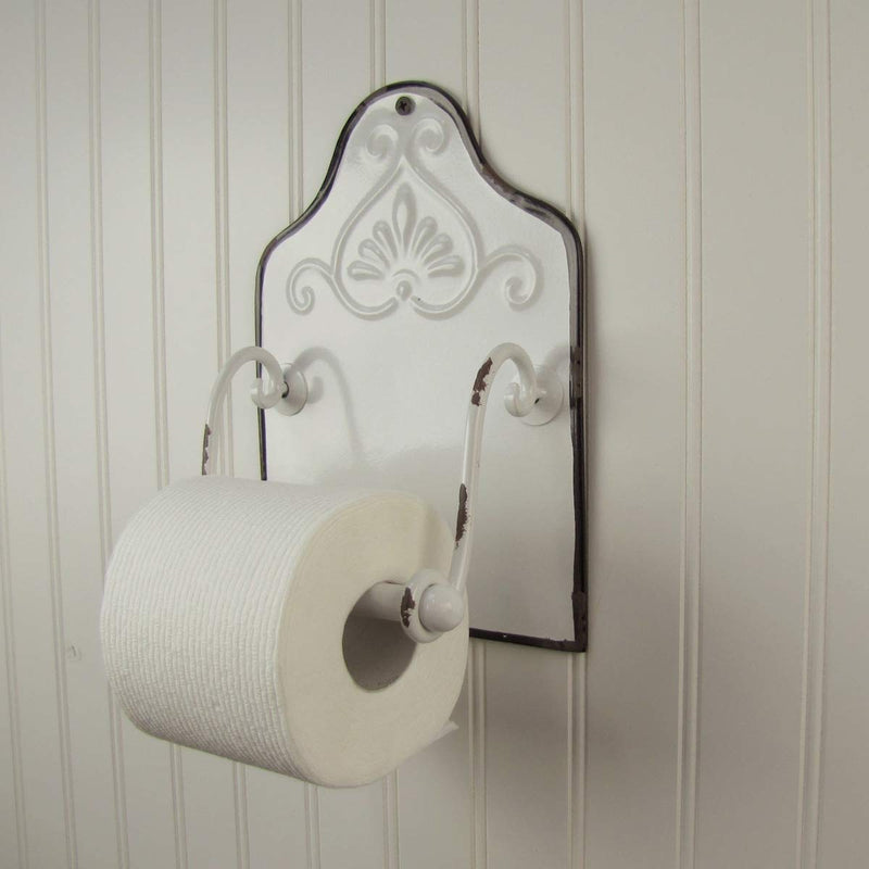 Treasure Gurus Antique Style Enamel Toilet Paper Holder Wall Mount Bathroom Hand Towel Bar Rustic Decor - NewNest Australia