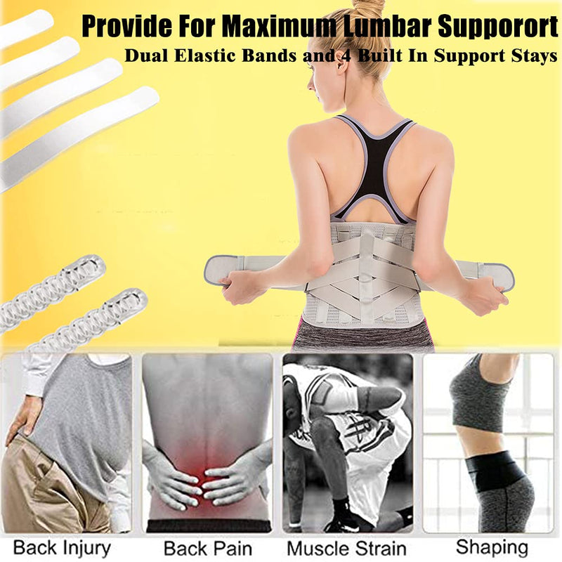 Lower Back Braces for Back Pain Relief - Compression Belt for Men & Women - Lumbar Support Waist Backbrace for Herniated Disc, Sciatica, Scoliosis - Breathable Mesh Design, Adjustable Straps (L, Gray) L(Navel:39"-43") - NewNest Australia