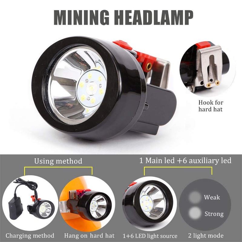 Waterproof Explosion-Proof Mining Light Rechargeable Underground Headlamp Lamp Miners LED Headlamps Flashlight 1+6 LED Light Source Coal miner Light for Hard Hat (Red) Red - NewNest Australia