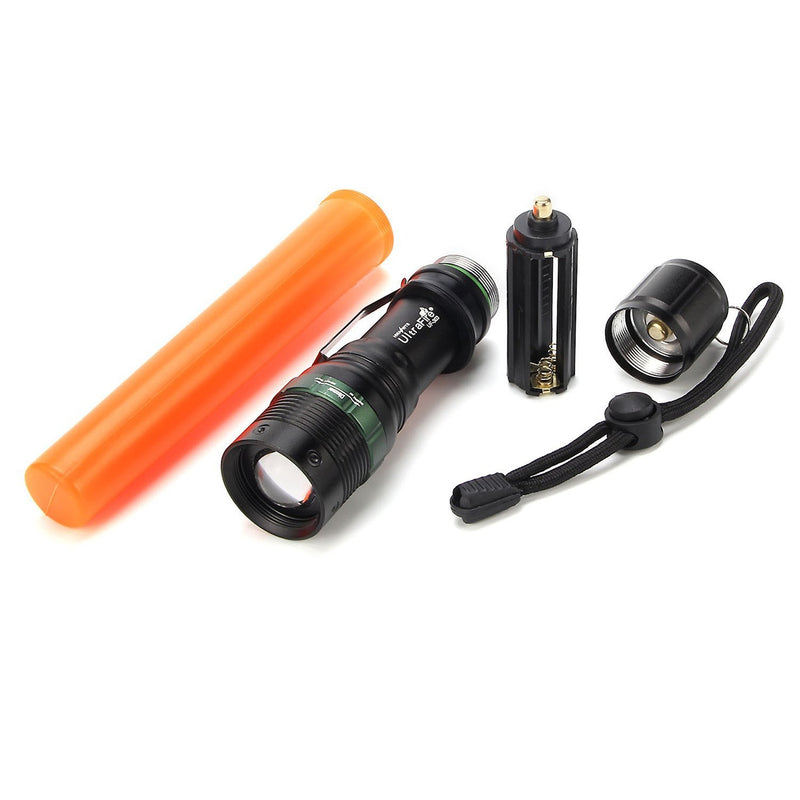 UltraFire 2pc 11-Inch Signal Traffic Wand Safty LED Flashlight 250 Lumen, Red Flashing Mode, Wrist Strap Lanyard, Side Clip, Orange Finish for Kids Outdoor Camping - NewNest Australia