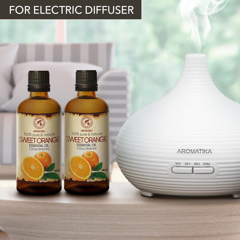 Orange Oil 2 X 100 Ml - Citrus Sinensis - Brazil - 100% Pure & Natural - Orange Essential Oil For Good Sleep - Room Fragrance - Oil Burner - Orange Oil Essential - NewNest Australia