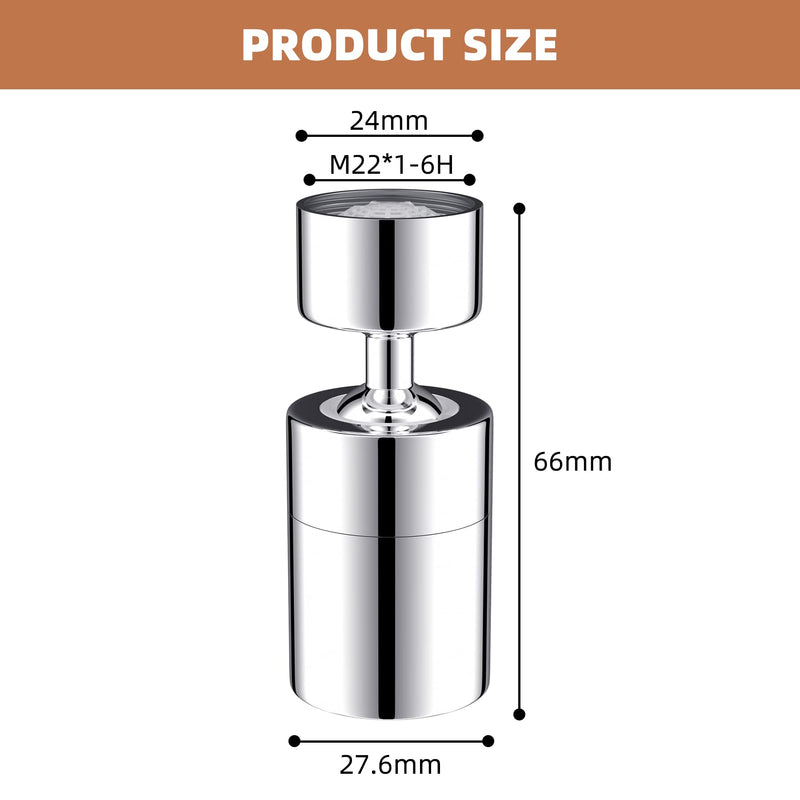 Waternymph Kitchen Sink Faucet Aerator Solid Brass - Big Angle Swivel Faucet Aerator Dual-function 2 Sprayer kitchen faucet attachment swivel sprayer- 360-Degree Swivel - Polished Chrome/ 1.8GPM - NewNest Australia